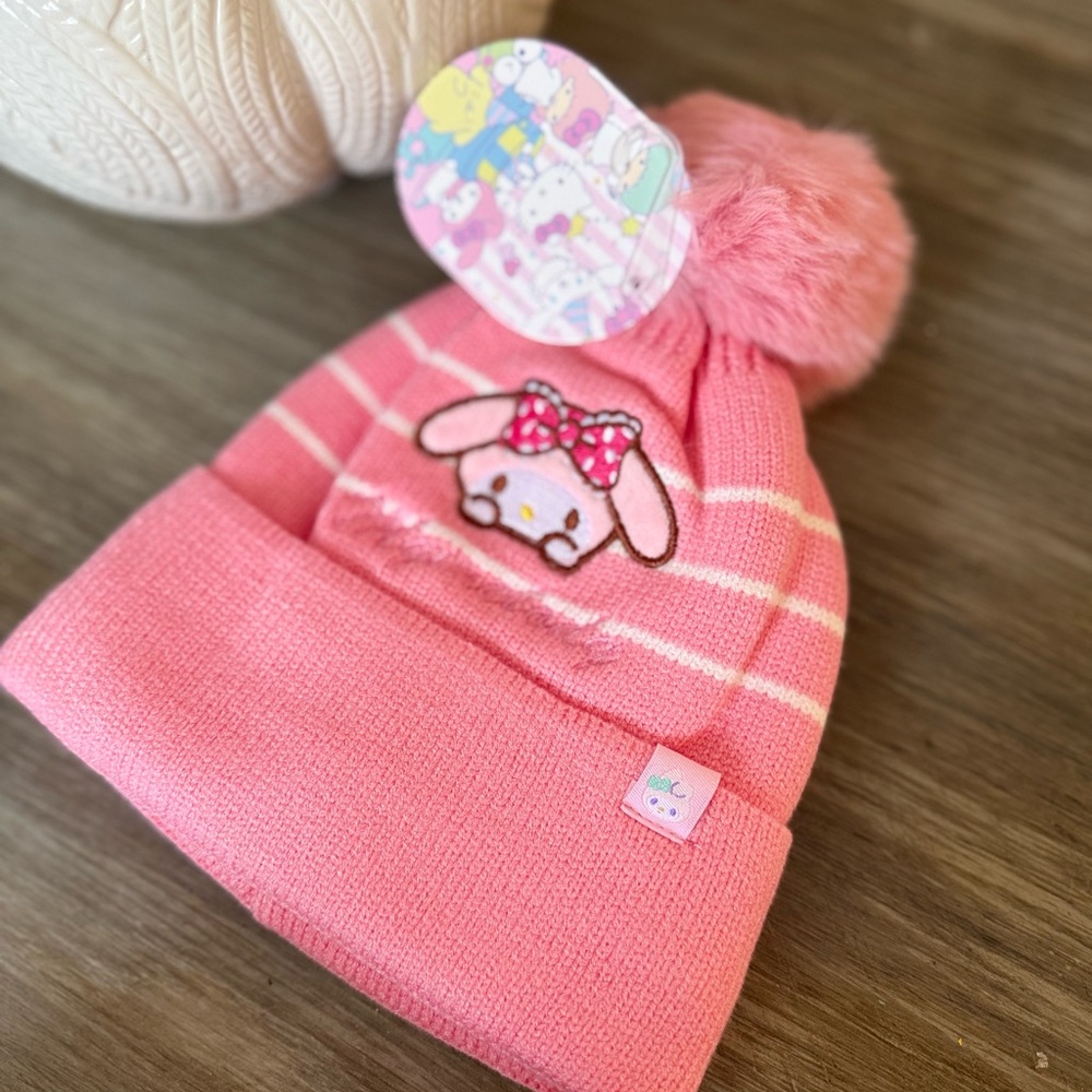 Pink Kids Beanie with Pom Pom